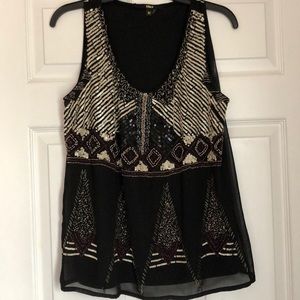 Beaded Intricate Black Blouse